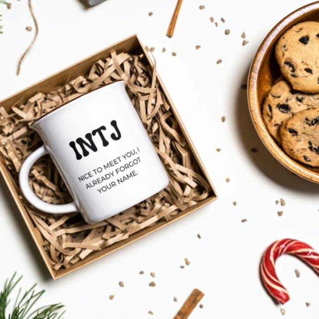 INTJ MBTI Funny Zitat mit Black Text Coffee Tasse (Von Creator hochgeladen)