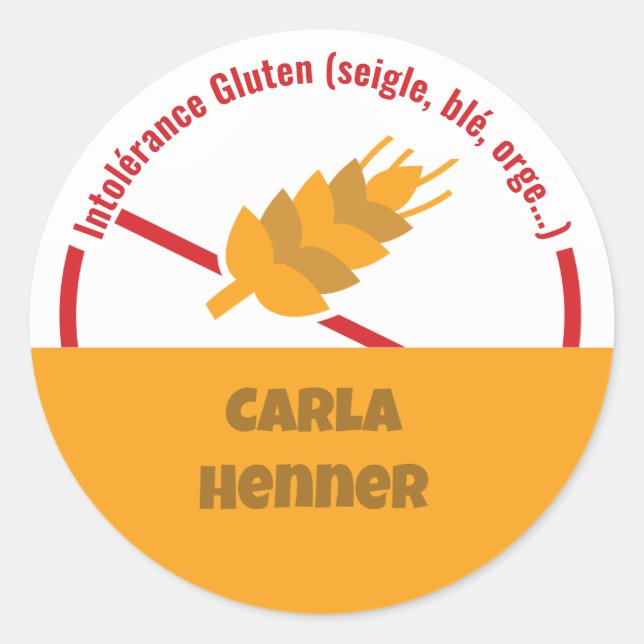 Intolérance Gluten Classic Round Sticker (Vorderseite)