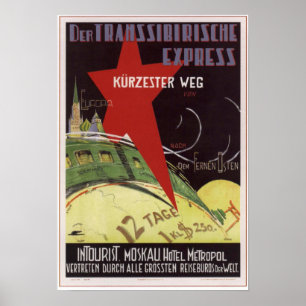 Intourist. Transsiberian express USSR 1930 Poster