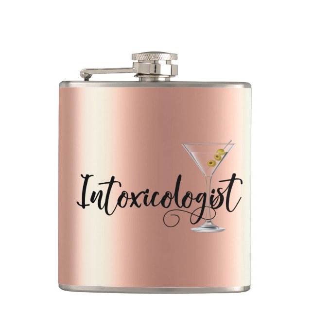 Intoxikologin Rose Gold Drinken Funny Alcohol Flachmann (Vorderseite)