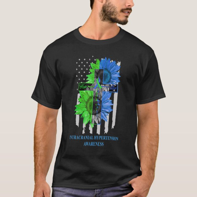 Intracranial Hypertension Awareness US Flag Faith  T-Shirt (Vorderseite)