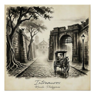 Intramuros Manila Kalesa Erbe  Poster