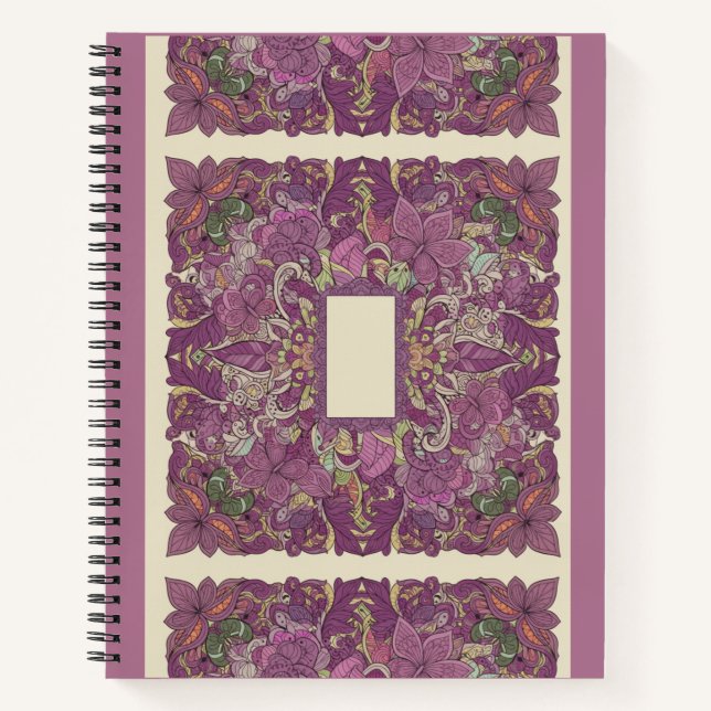 Intricate Amethyst Floral Mandala Notebook Notizbuch (Vorderseite)