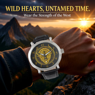 Intricate Bison Buffalo Head Illustration Armbanduhr