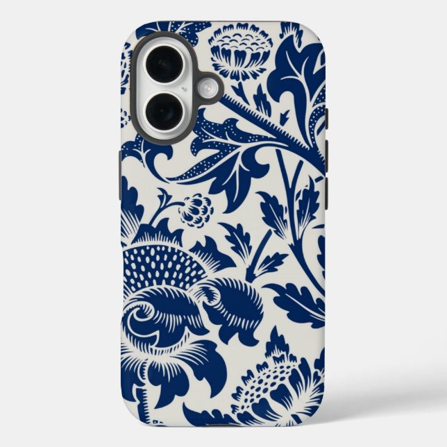 Intricate blue floral pattern on light background Case-Mate iPhone hülle (Rückseite)