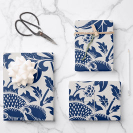 Intricate blue floral pattern on light background geschenkpapier set
