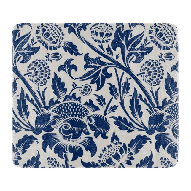 Intricate blue floral pattern on light background schneidebrett (Vorderseite)