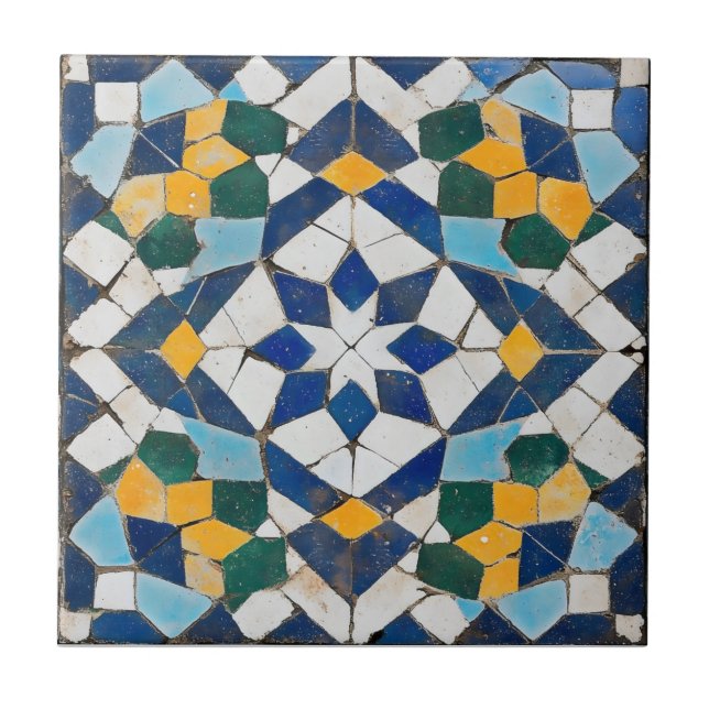 Intricate Blue Tile Pattern Fliese (Vorderseite)