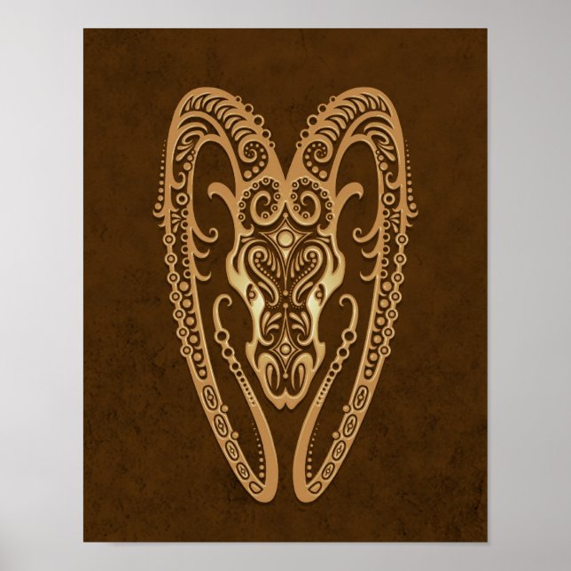Intricate Brown Aries Zodiac Poster (Vorne)