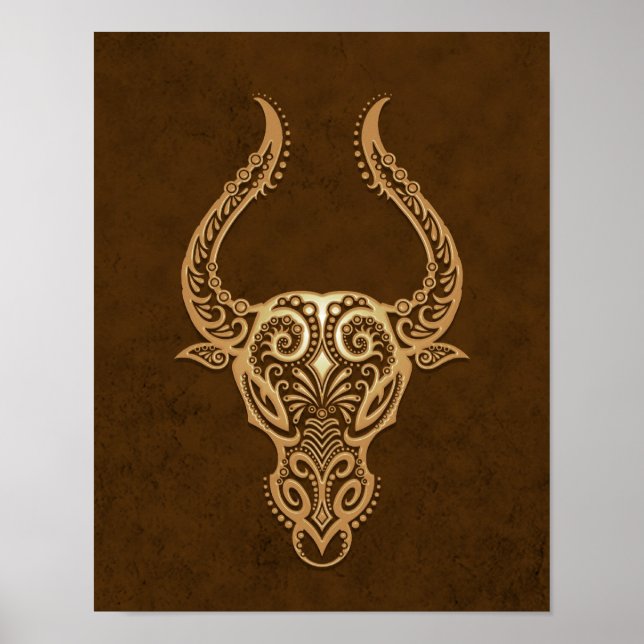 Intricate Brown Taurus Zodiac Poster (Vorne)
