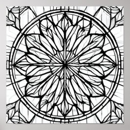 Intricate Cathedral Line Pattern: Stained-Glass Poster
