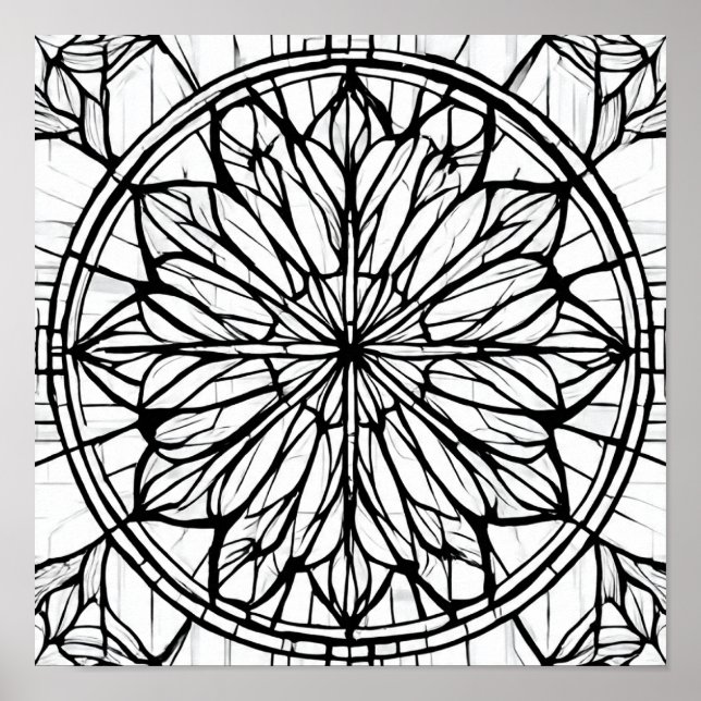 Intricate Cathedral Line Pattern: Stained-Glass Poster (Vorne)