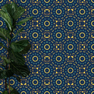 Intricate Deep Blue Aquamarin Yellow marokkanische Tapete
