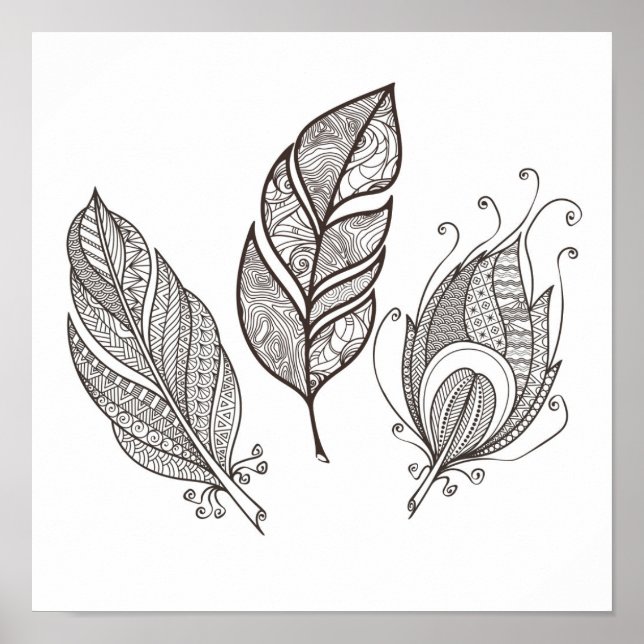 Intricate Feather Doodle 2 Poster (Vorne)