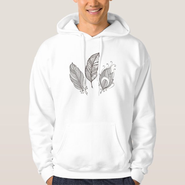 Intricate Feather Doodle Hoodie (Vorderseite)