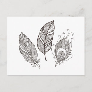 Intricate Feather Doodle Postkarte