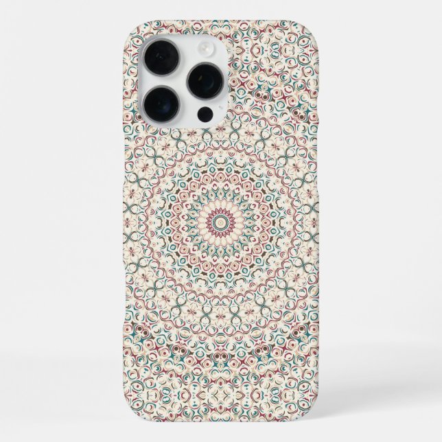 Intricate Geometric Mandala in Teal, Rose, & Sand iPhone Hülle (Rückseite)