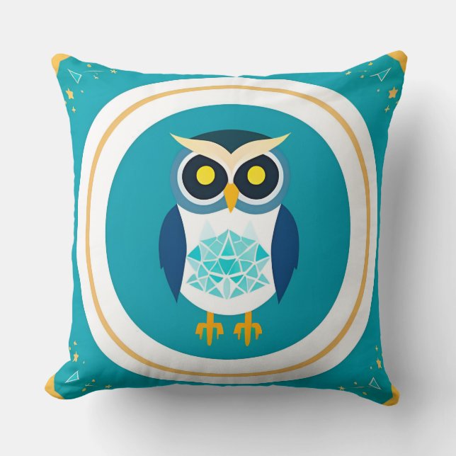 Intricate Geometric Owl Illustration Kissen (Vorderseite)