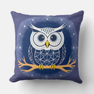 Intricate Geometric Owl Illustration Kissen