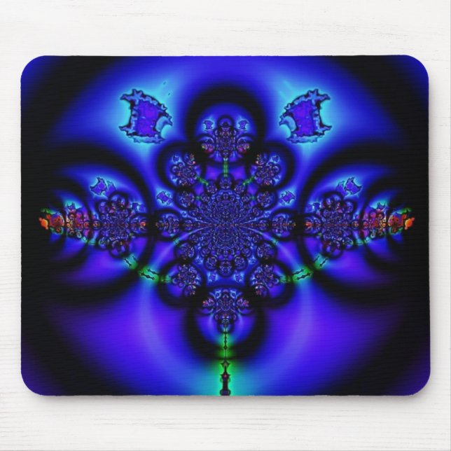 Intricate Glows Blue Fraktal Mousepad (Vorne)