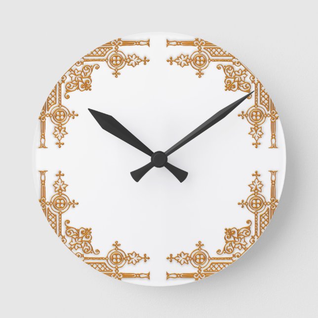 Intricate Gold Runde Wanduhr (Vorderseite)