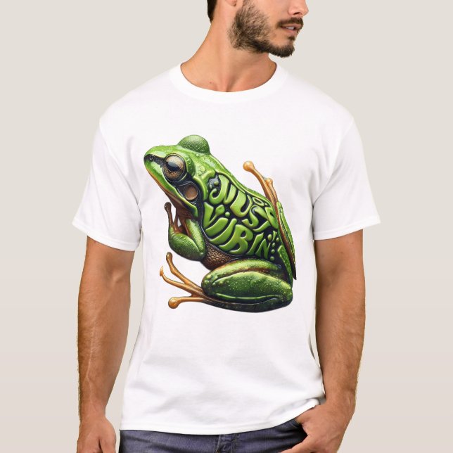 Intricate Green Frog Just Vibin' T-Shirt (Vorderseite)