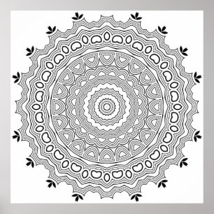 Intricate Herz Motiv Mandala Malvorlage Kunst Poster