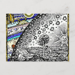 Intricate Himmelsphäre Sonne Mond Sterne Planeten Postkarte
