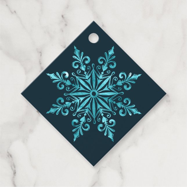 Intricate Ice Blue Snowflake Weihnachtsgeschenke T Geschenkanhänger (Vorderseite)