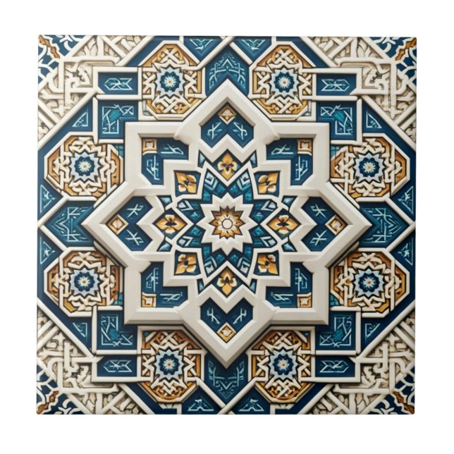 Intricate Islamic Geometric Tile - 2024 Trends Fliese (Vorderseite)