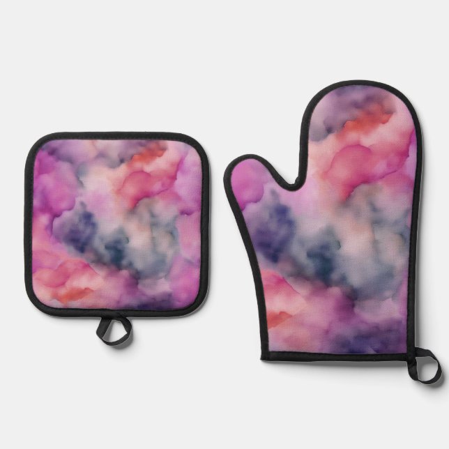 Intricate Marbling Effect Ofenhandschuh & Topflappen-Set (Vorderseite)