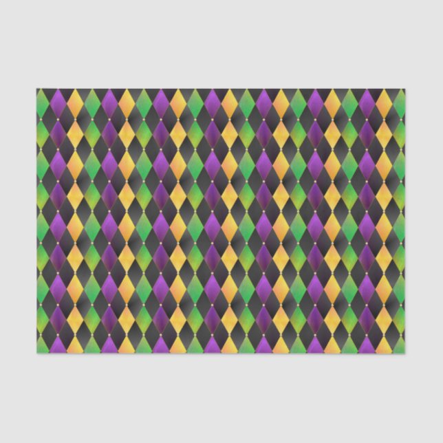 Intricate Mardi Gras Colors Diamond Raute Seidenpapier (Vorderseite)