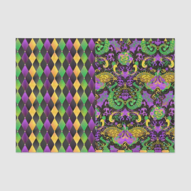 Intricate Mardi Gras Colors Dragon, Diamond Seidenpapier (Vorderseite)