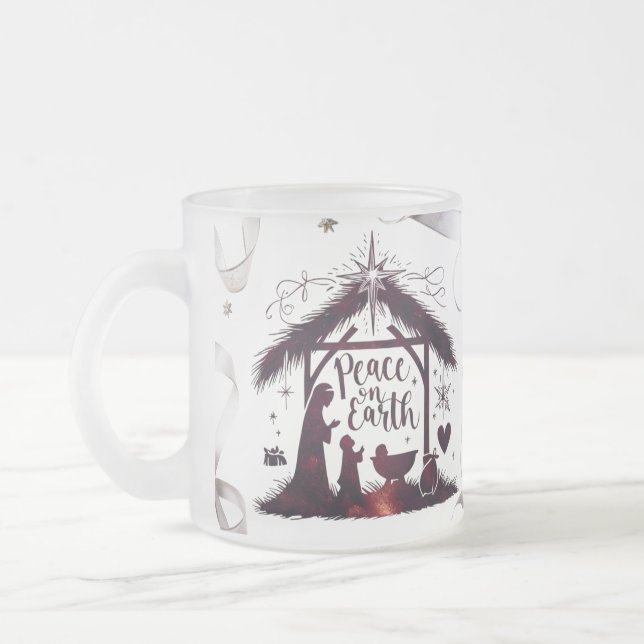 Intricate Nativity Frosted Glass Festive Peace Mug Mattglastasse (Links)
