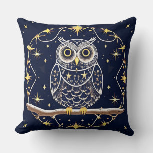 Intricate Night Owl Illustration Kissen