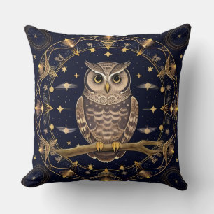 Intricate Night Owl Illustration Kissen