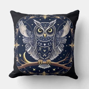 Intricate Night Owl Illustration Kissen