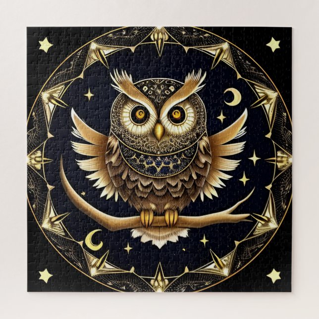 Intricate Night Owl Illustration Puzzle (Vertikal)