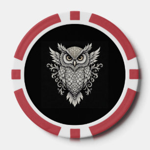 Intricate Owl Mandala Pokerchips