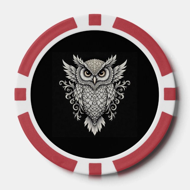 Intricate Owl Mandala Pokerchips (Vorderseite)