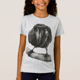 Intricate Raven Portrait auf Zweig T-Shirt