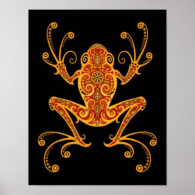 Intricate Red and Yellow Tree Frog Poster (Vorne)