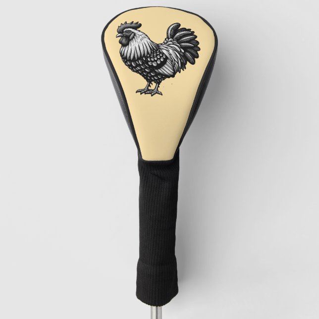 Intricate Rooster Illustration Golf Headcover (Vorderseite)
