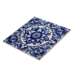 Intricate Rustic Indigo Azulejo Tiles Fliese