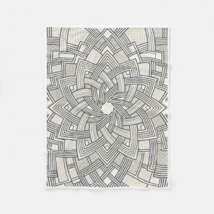 Intricate Schwarz-Weiß-Geometrische Mandala-Flies Fleecedecke