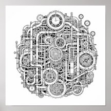 Intricate Steampunk Decoupage Template Line Art