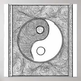 Intricate Symmetrical Coloring Page: Yin Yang  Poster
