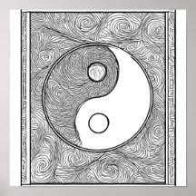 Intricate Symmetrische Farbseite: Yin Yang 