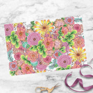 Intricate Vibranful Colorful Artistic Florals Seidenpapier