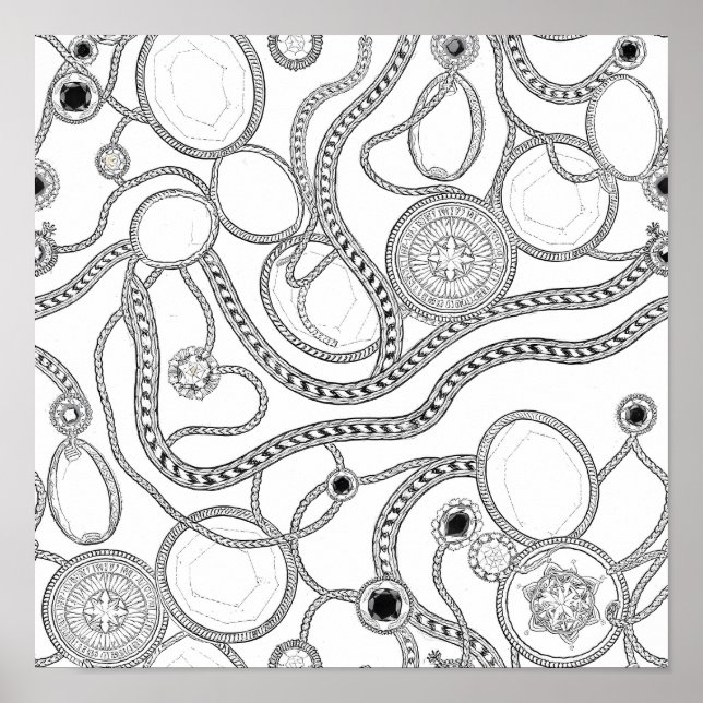 Intricate Wealth Decoupage Template Line Art Poster (Vorne)